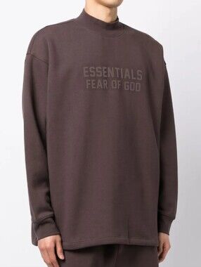 Fear of God ESSENTIALS Men's Long Sleeve Mock Neck Sweater - Dark Brown